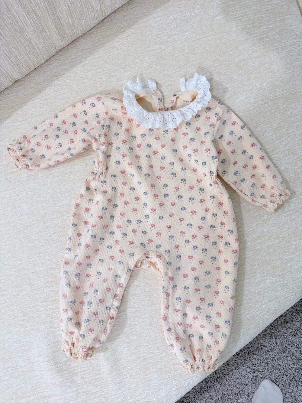 Konges Slojd Cream Floral Baby One-Piece Bodysuit
